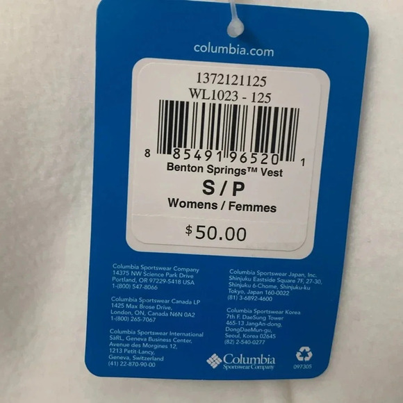 Women’s Columbia White Benton Springs Vest Size Small NEW WITH TAGS - Picture 4 of 9